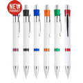 Union Printed White "Crown" Clicker Pen with Colored Trim